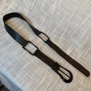 Chicos Vintage Black and Animal Print Brown Leather Belt Womens Small